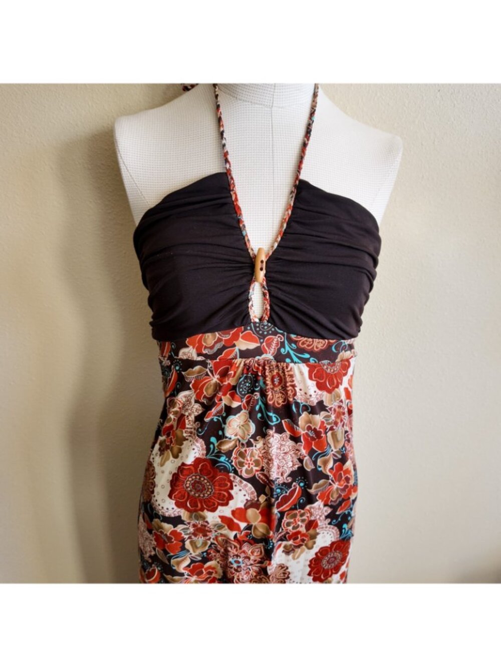 y2k summer floral maxi dress CKW size M vintage 2000s 90s - Picture 5 of 10